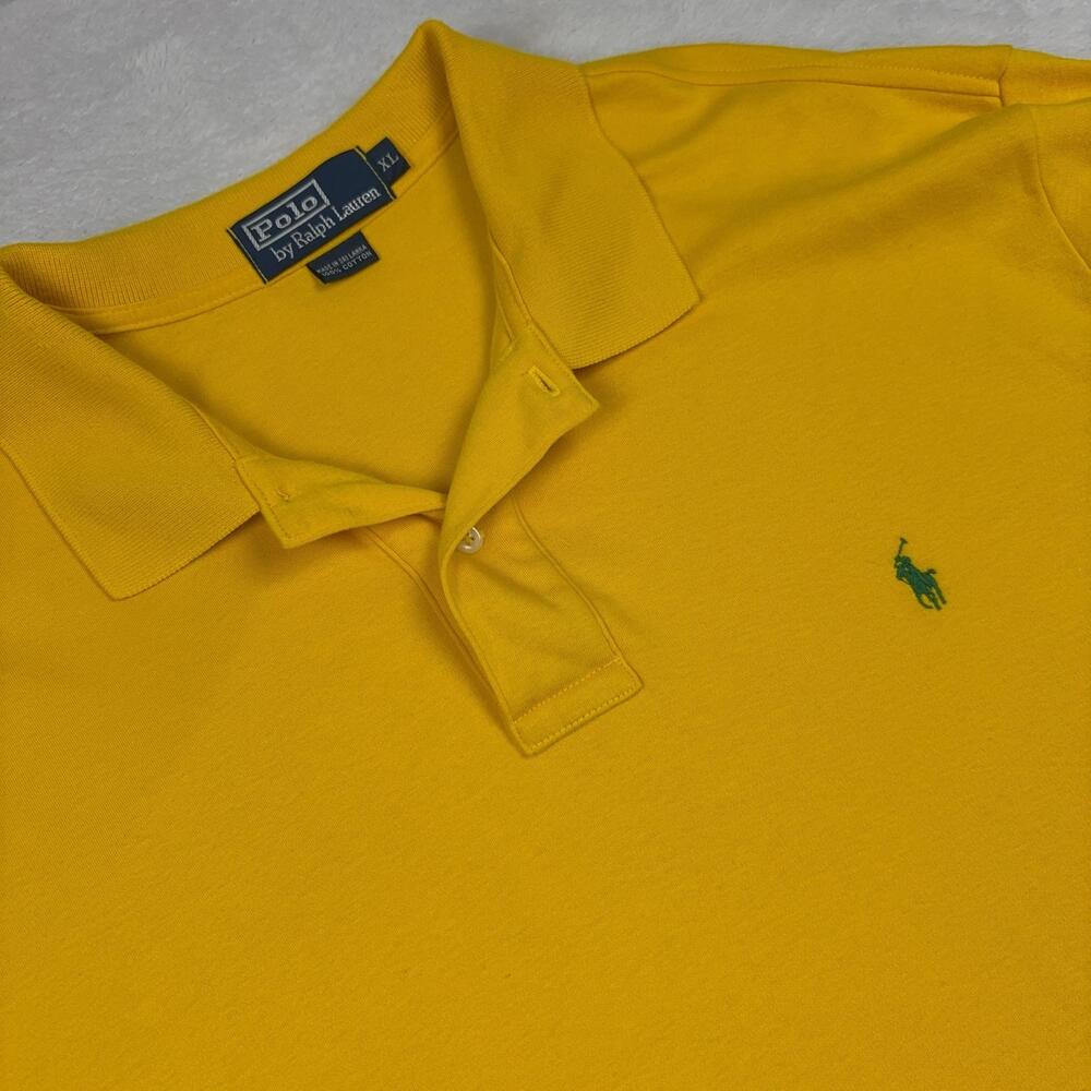 Polo Ralph Lauren Polo Shirt Mens XL Yellow 100% Cotton Knit Short Sleeve Logo